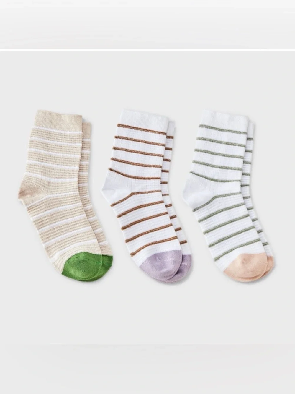 Auden Waffle Stripes Textured Mid Crew Socks 3 Pairs